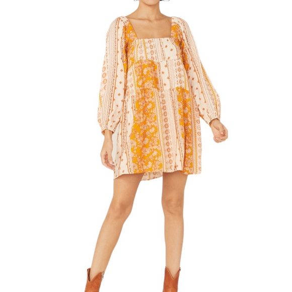 Adorable Anthropologie Spring En Creme Yellow and White Cotton Mini Dress - Picture 2 of 6